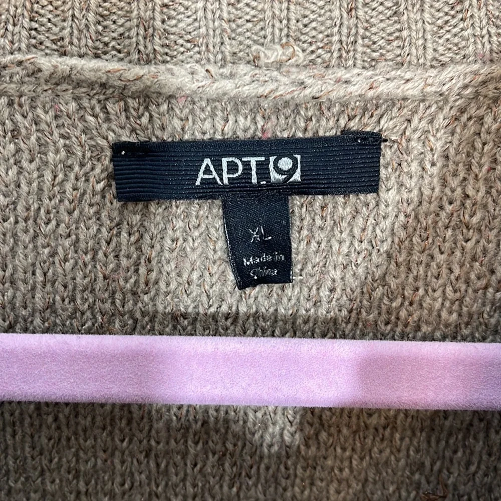 APT. 9 Tan Cowl Neck Sweater w/Copper Threading - Picture 3 of 4